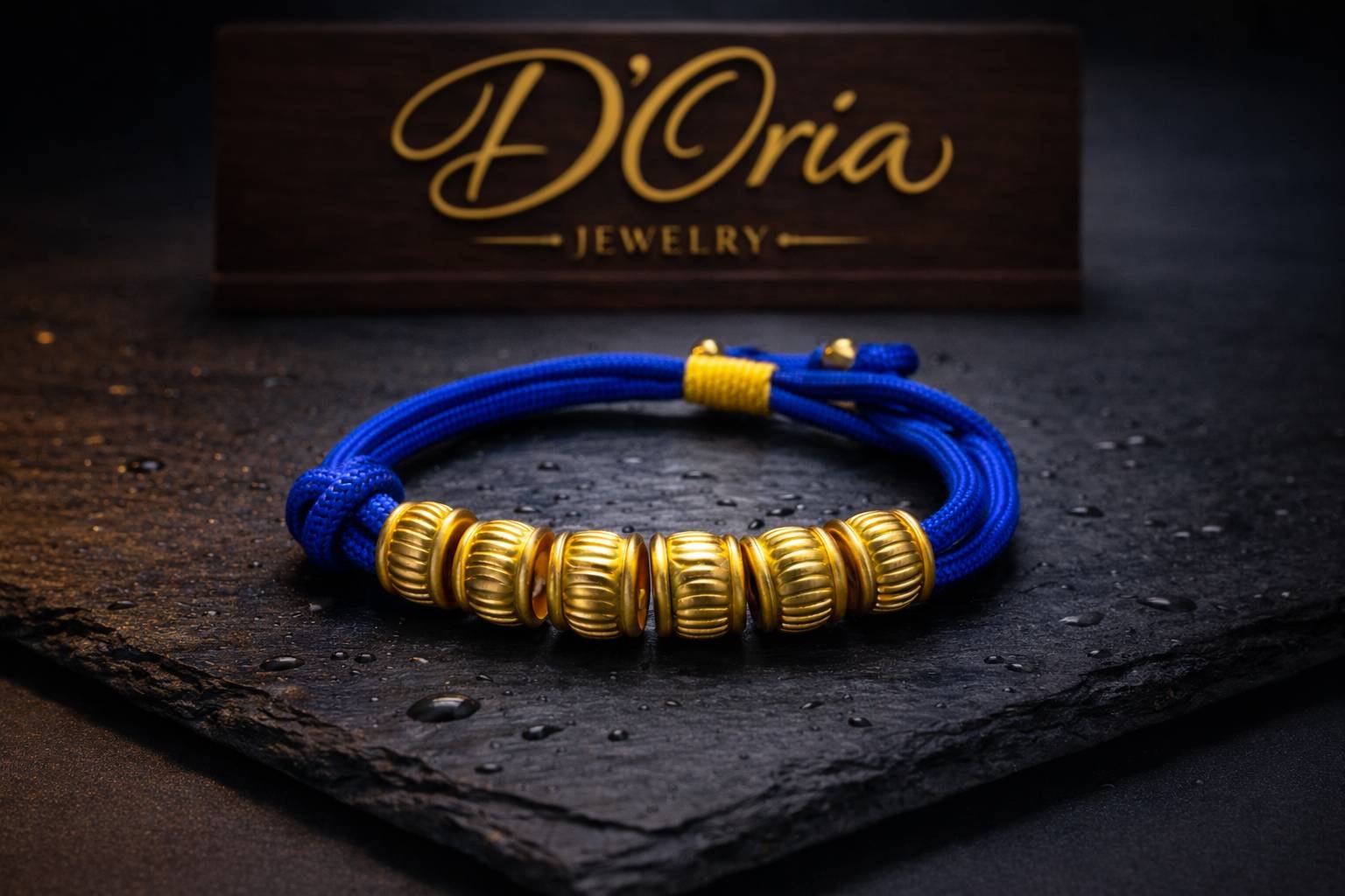 Pulsera Azul -Oro Laminado